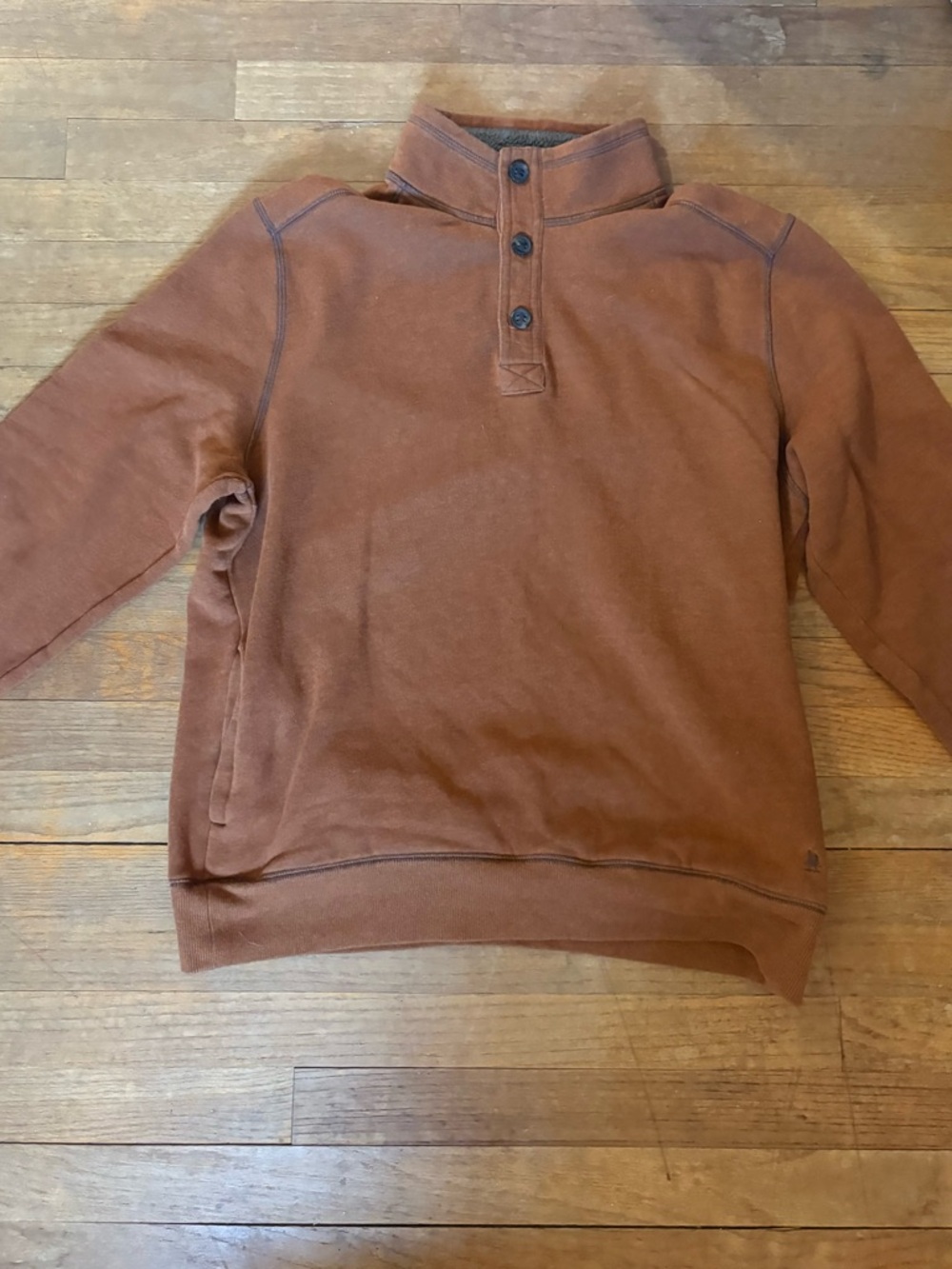 G.H. Bass & Co. Brown Button-Up Mock Neck Sweatshirt